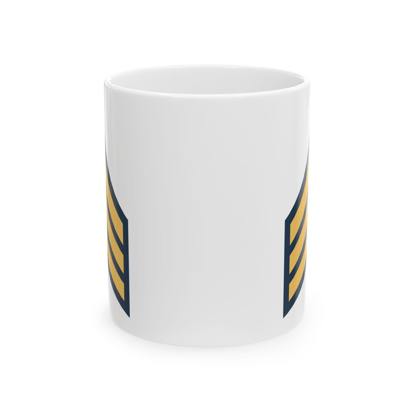 US Army Sergeant (E-5) Stripes Coffee Mug - Double Sided Print, White Ceramic, 11oz by TheGlassyLass.com