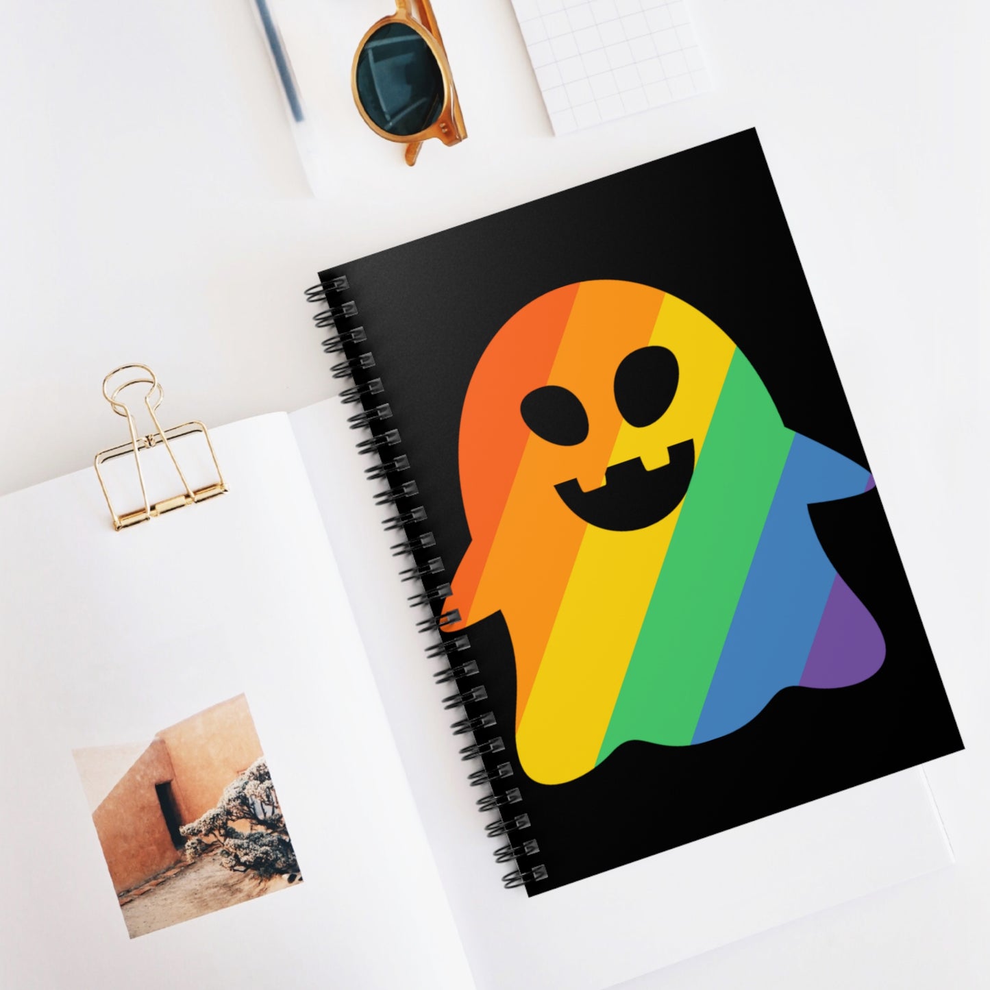 Rainbow Pride Ghost: Spiral Notebook - Log Books - Journals - Diaries - and More Custom Printed by TheGlassyLass.com