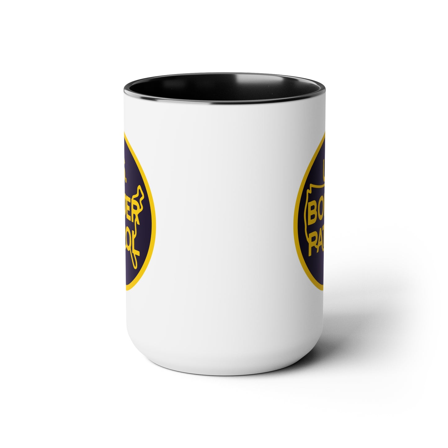 US Border Patrol Coffee Mugs - Double Sided Black Accent White Ceramic 15oz by TheGlassyLass