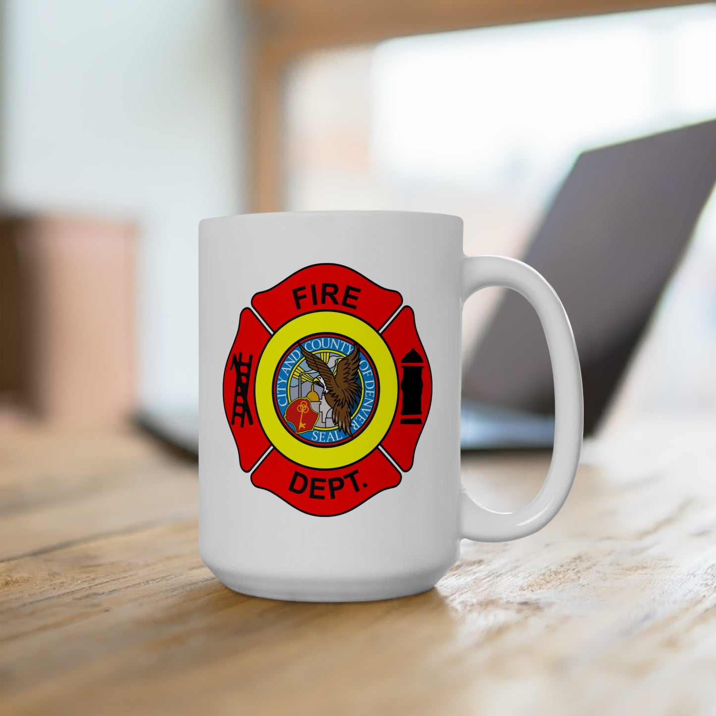 Denver Fire Department Coffee Mug - Double Sided White Ceramic 15oz by TheGlassyLass.com