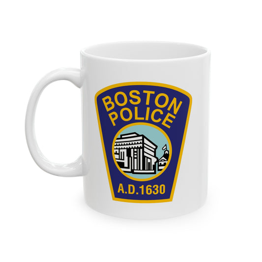Boston Police Coffee Mug - Double Sided White Ceramic 11oz by TheGlassyLass.com