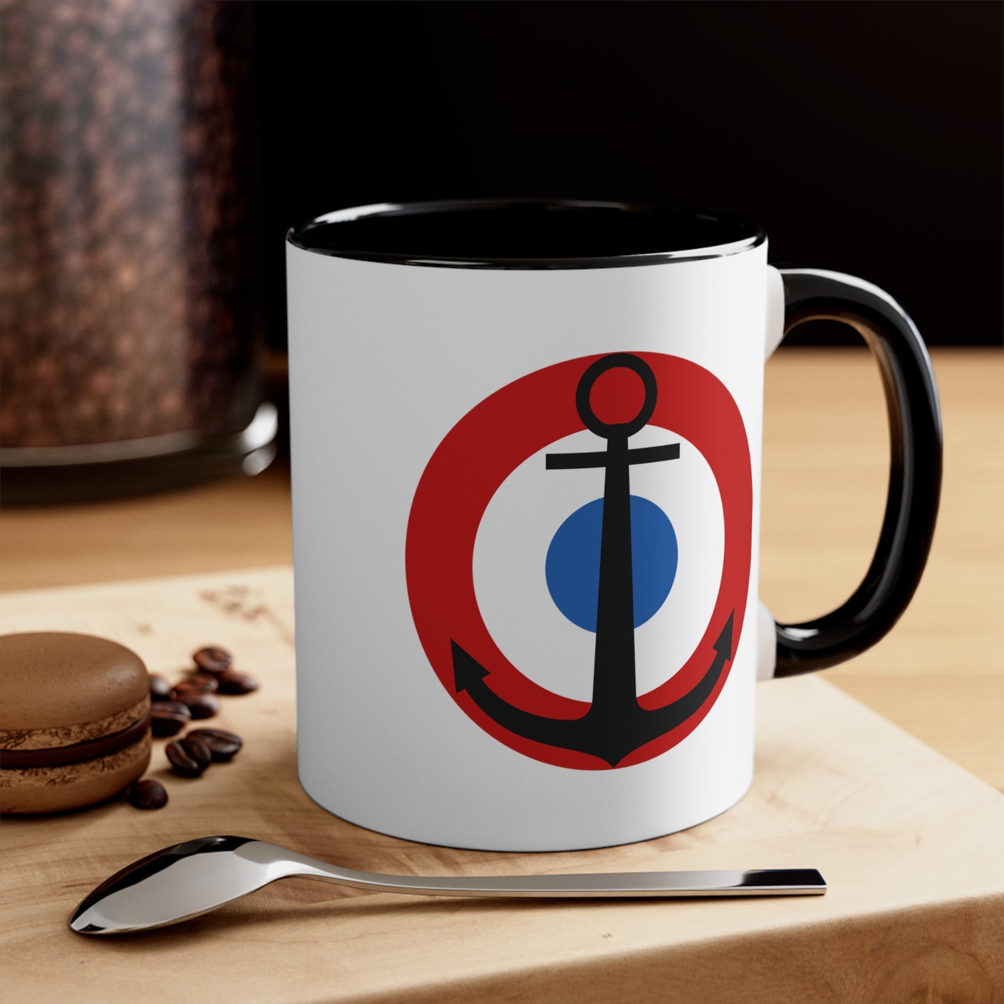 French Fleet Air Arm Roundel Coffee Mug - Double Sided Black Accent Ceramic 11oz - by TheGlassyLass.com