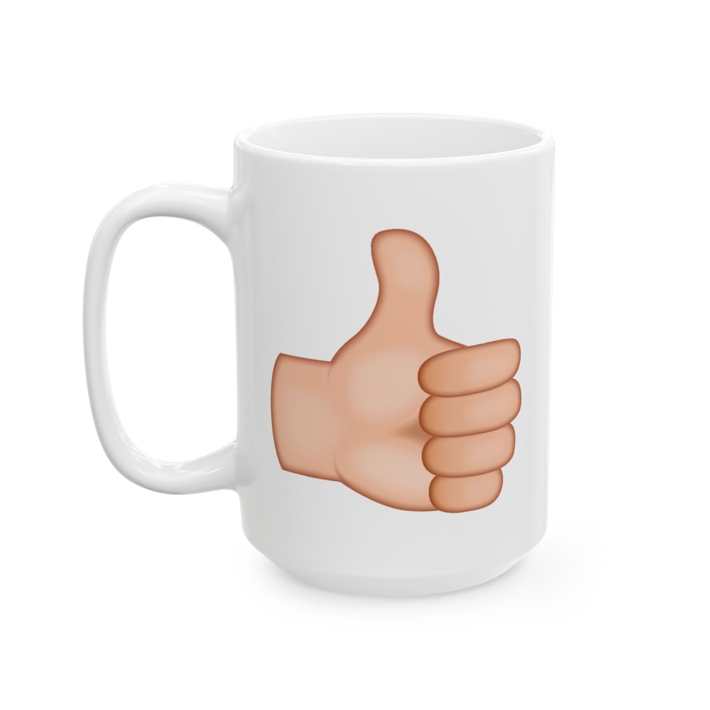 Thumb Up Thumb Down Coffee Mug - Double Sided White Ceramic 15oz by TheGlassyLass.com