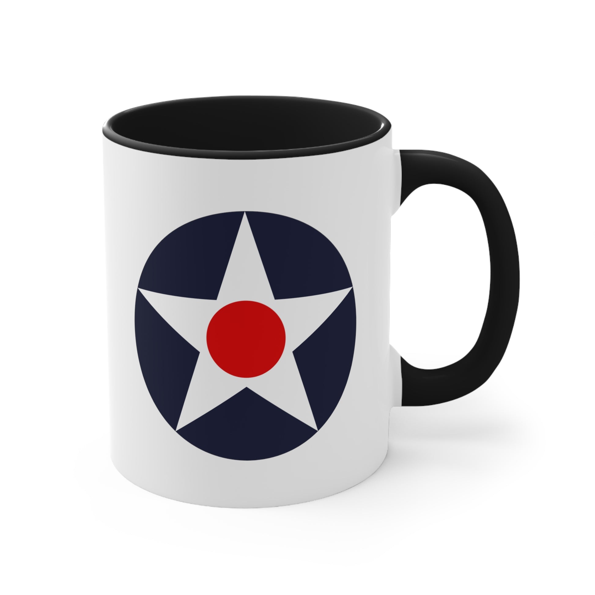 US Army Air Corps Roundel Coffee Mug - Double Sided Black Accent Ceramic 11oz - by TheGlassyLass.com