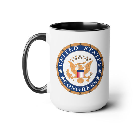 United States Congress Coffee Mug - Double Sided Black Accent White Ceramic 15oz by TheGlassyLass.com