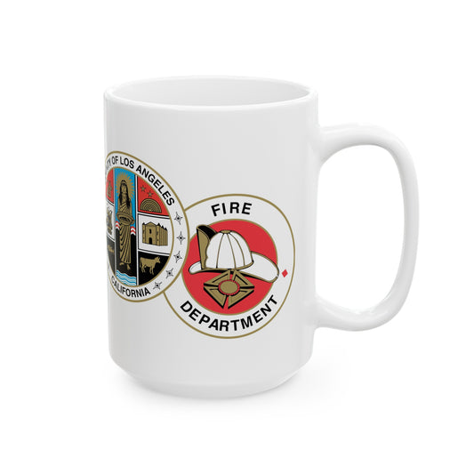 Los Angeles County Fire Department Coffee Mug - Double Sided Print White Ceramic Mug 15oz by TheGlassyLass.com