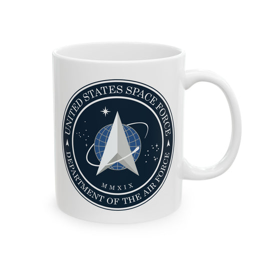 US Space Force Seal Coffee Mug - Double Sided White Ceramic 11oz - by TheGlassyLass.com