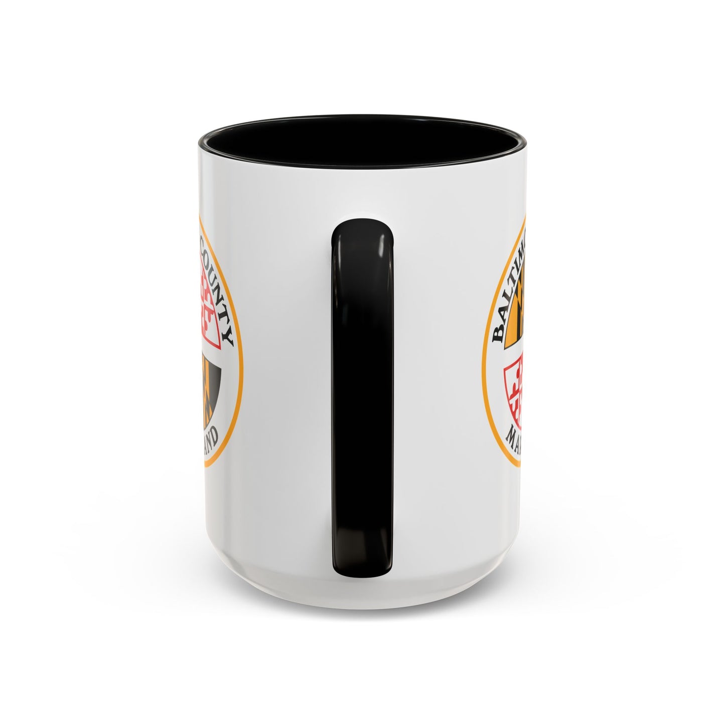 Baltimore County Seal Coffee Mug - Double Sided Print, Black Accent White Ceramic, 15oz by TheGlassyLass.com