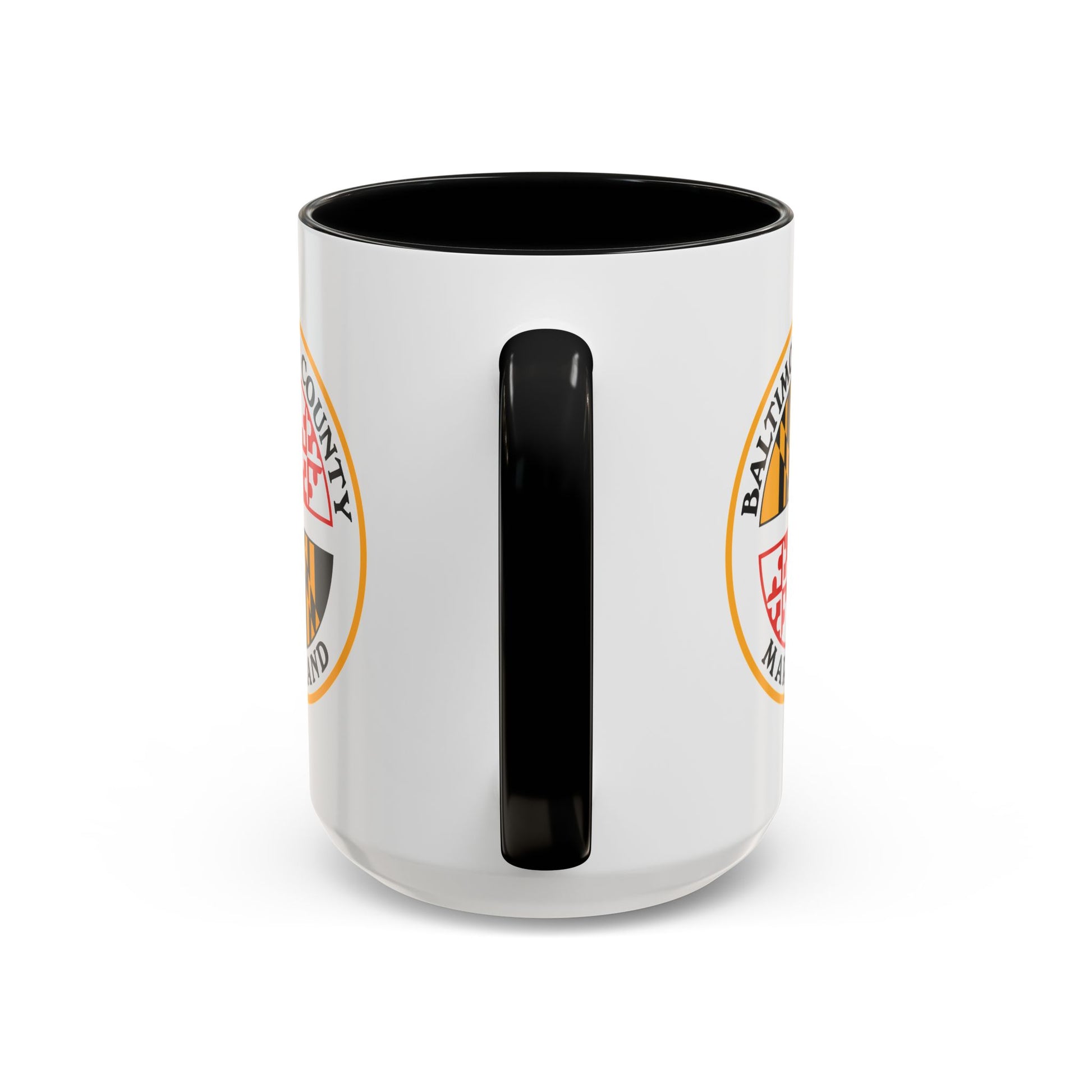 Baltimore County Seal Coffee Mug - Double Sided Print, Black Accent White Ceramic, 15oz by TheGlassyLass.com