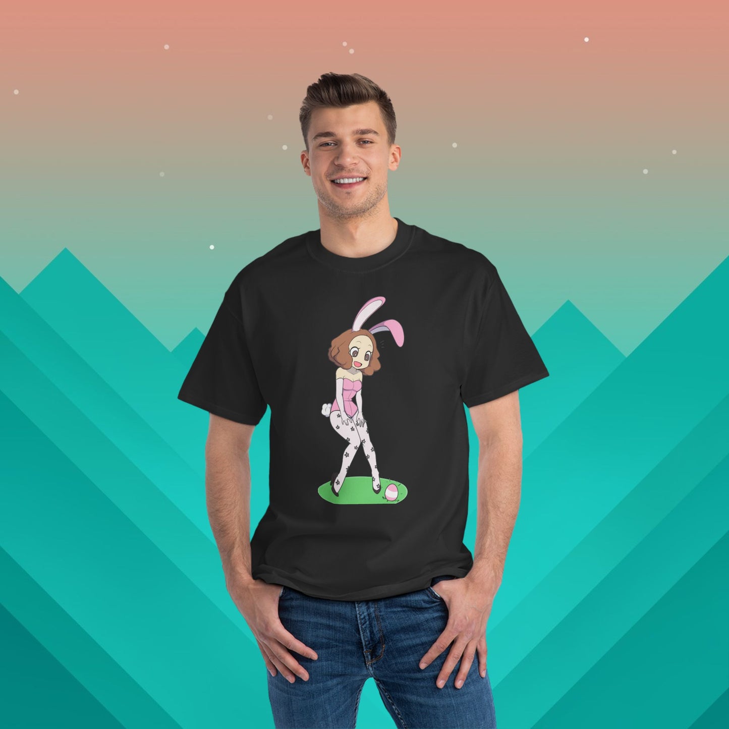 Easter Egg Hunt T-Shirt: (Hanes Beefy-T 100% Preshrunk Cotton Custom Printed by TheGlassyLass.com