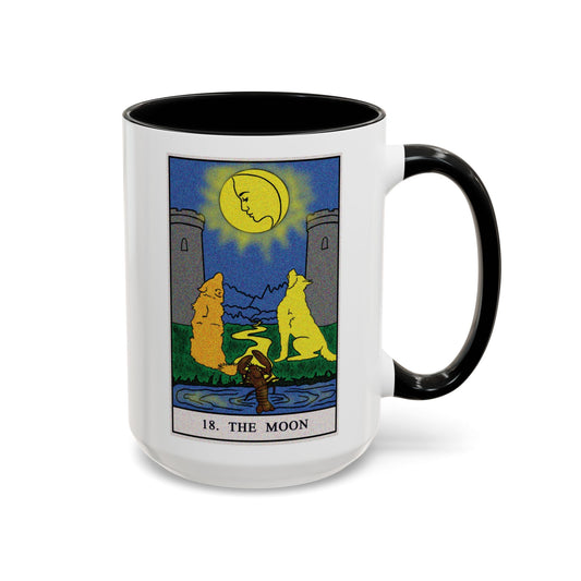 The Moon Tarot Card Coffee Mug - Double Sided Print, White Ceramic, 11oz by TheGlassyLass.com
