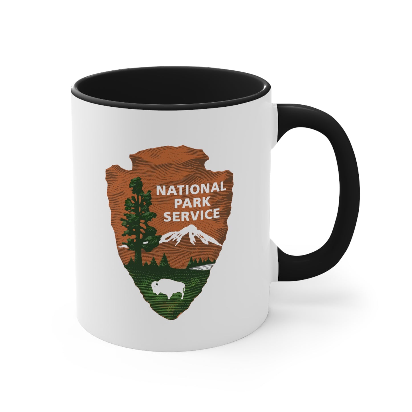 National Park Service Coffee Mugs - Double Sided Black Accent White Ceramic 11oz by TheGlassyLass