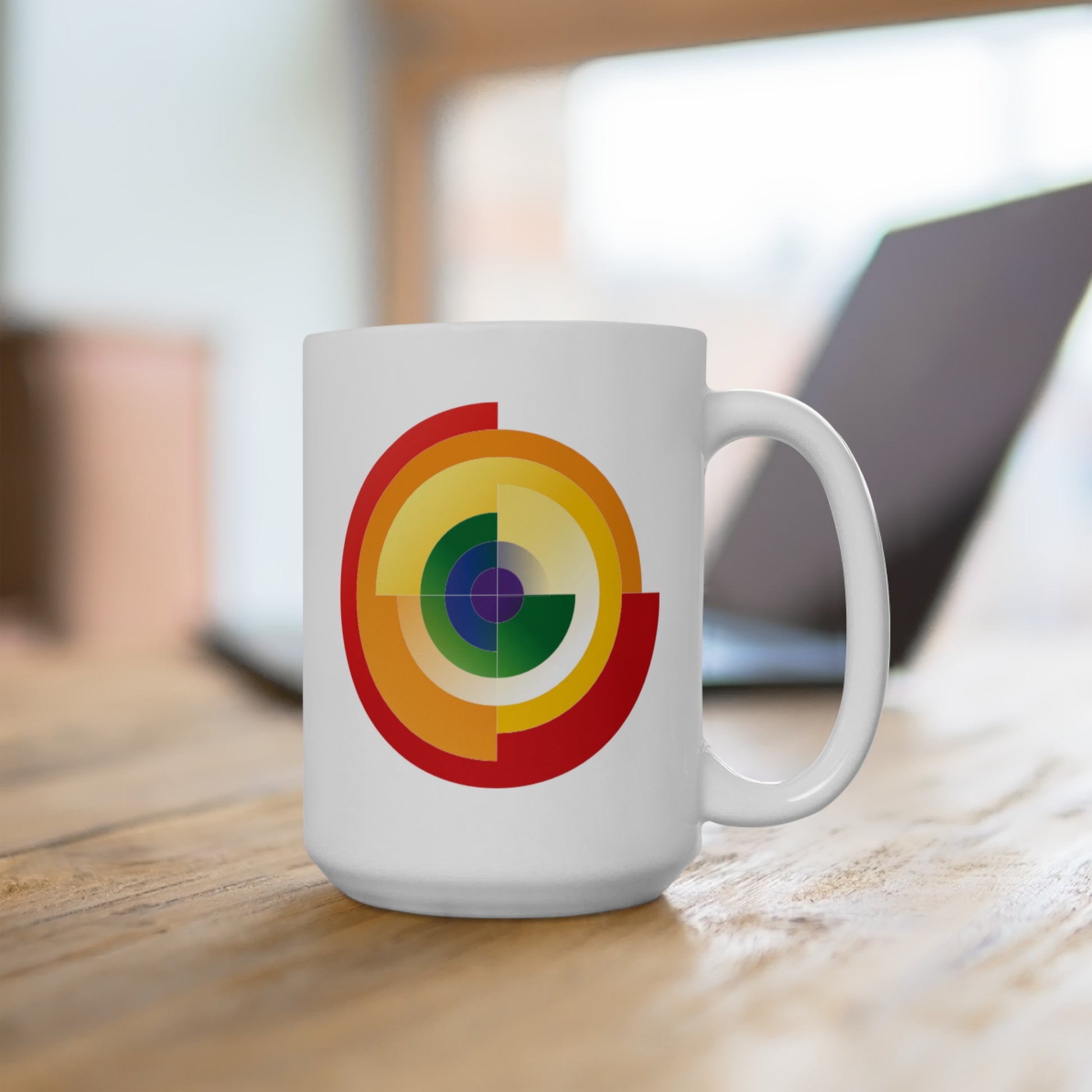 Rainbow Flag Coffee Mug - Double Sided White Ceramic 15oz by TheGlassyLass.com