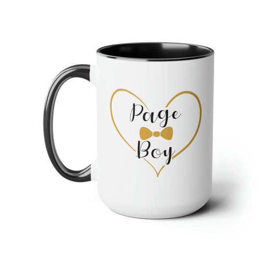 Page Boy Cocoa Mug - Double Sided Black Accent Ceramic 15oz by TheGlassyLass.com