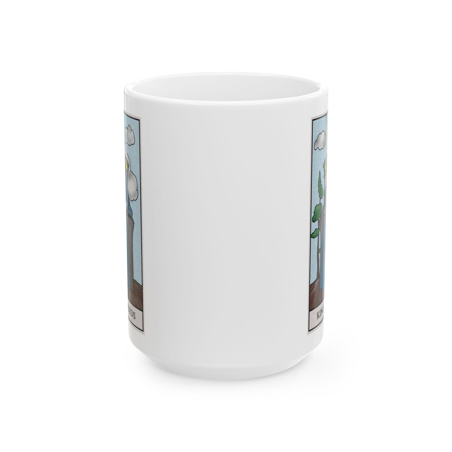 King of Swords Tarot Card Coffee Mug - Double Sided White Ceramic 15oz by TheGlassyLass.com
