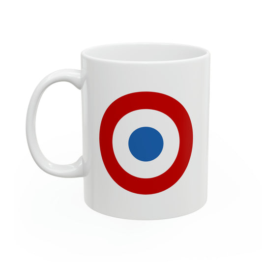 French Air Force Roundel Coffee Mug - Double Sided White Ceramic 11oz - By TheGlassyLass.com
