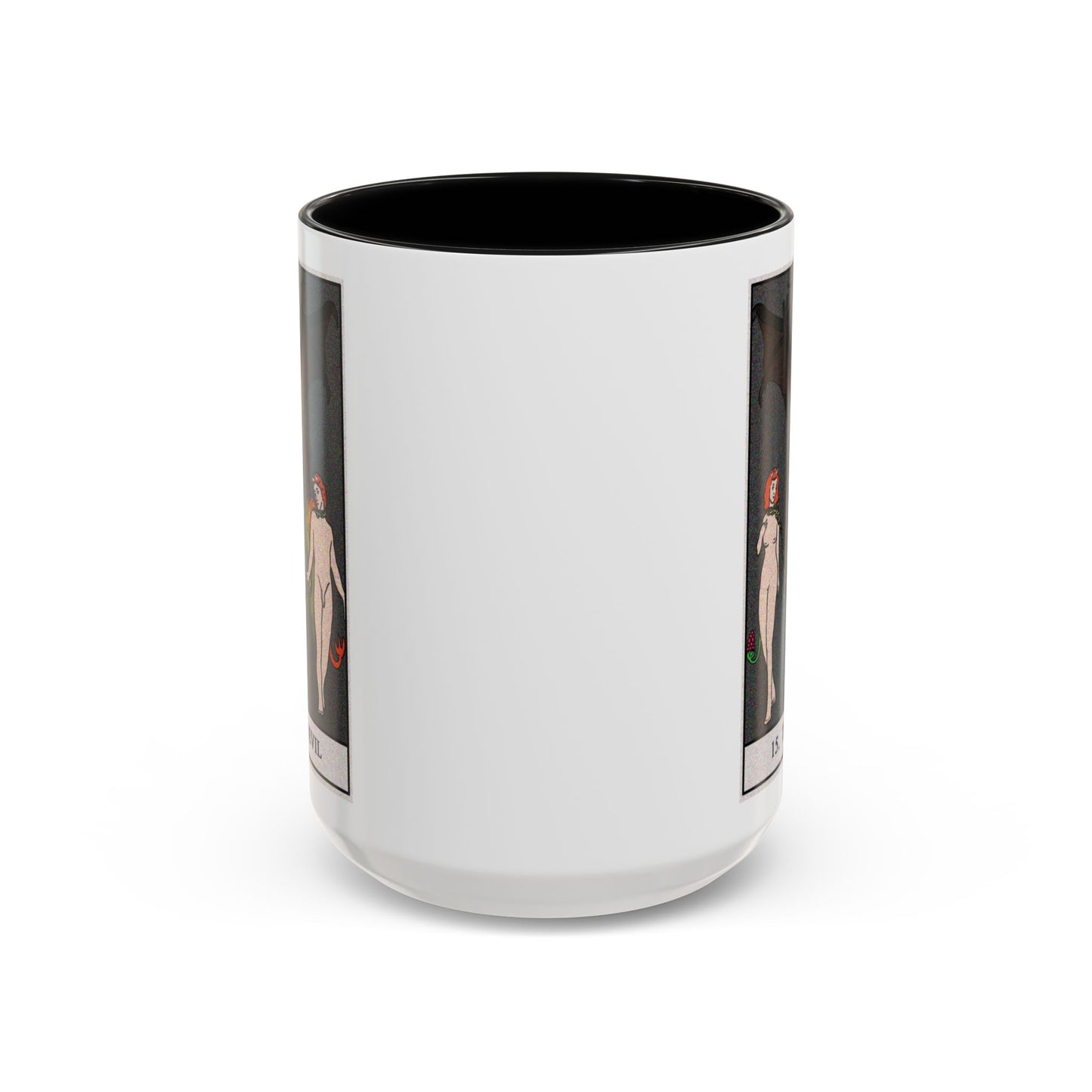 The Devil Tarot Card Coffee Mug - Double Sided Black Accent White Ceramic 15oz by TheGlassyLass.com