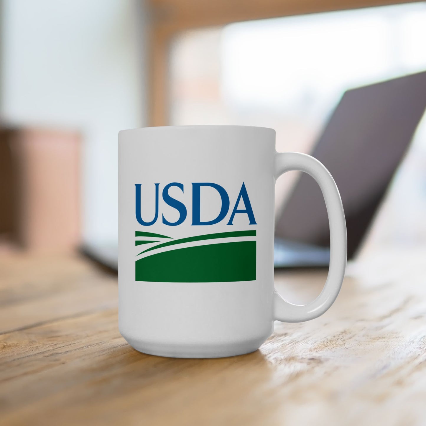 USDA Seal Coffee Mug - Double Sided White Ceramic 15oz by TheGlassyLass.com