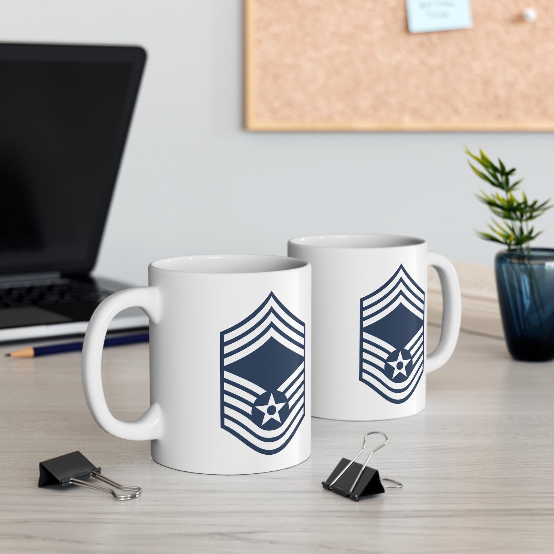 Air Force Chief Master Sergeant Stripes - Double Sided White Ceramic Coffee Mug 11oz by TheGlassyLass.com