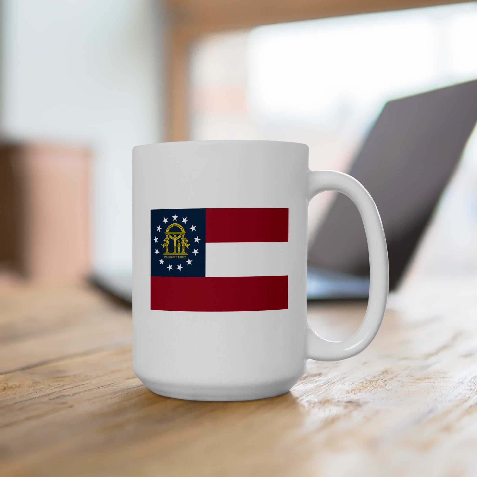 Georgia State Flag - Double Sided White Ceramic Coffee Mug 15oz by TheGlassyLass.com