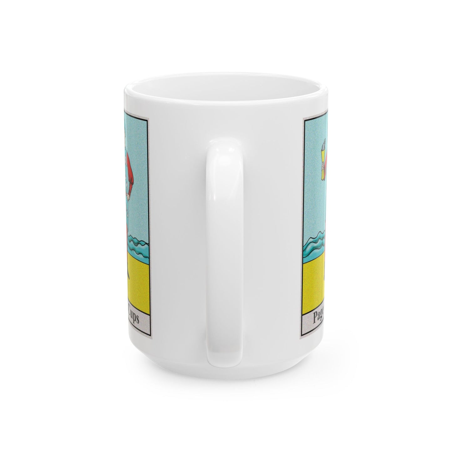 Page of Cups Tarot Card Coffee Mug - Double Sided White Ceramic 15oz by TheGlassyLass.com