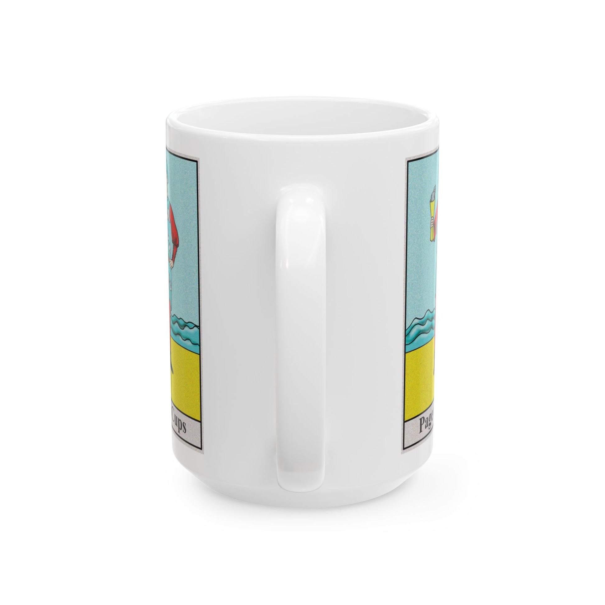 Page of Cups Tarot Card Coffee Mug - Double Sided White Ceramic 15oz by TheGlassyLass.com