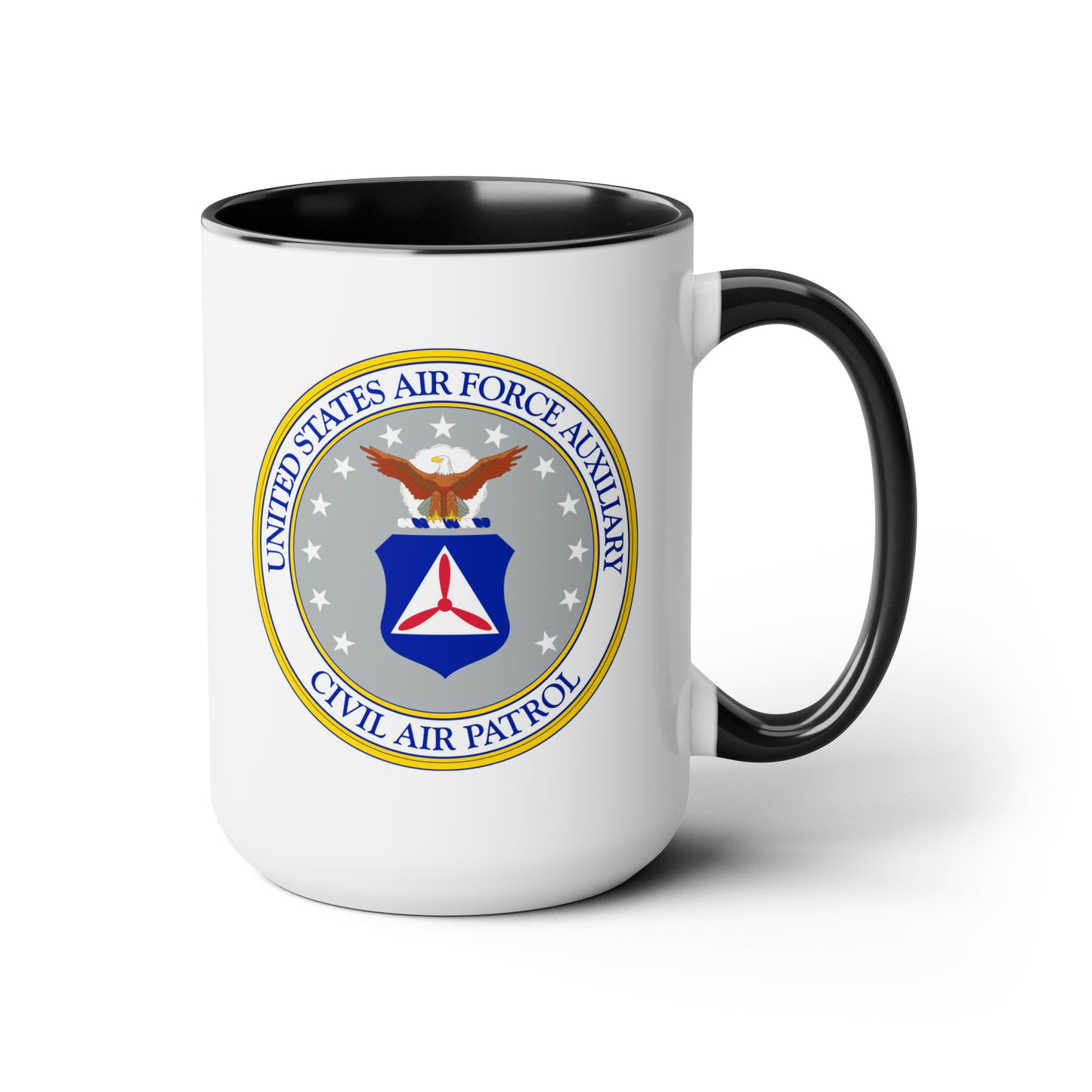 Civil Air Patrol Coffee Mug - Double Sided Black Accent White Ceramic 15oz by TheGlassyLass