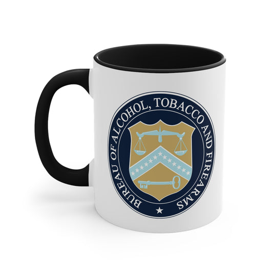 US ATF Seal Coffee Mug - Double Sided Black Accent White Ceramic 11oz by TheGlassyLass