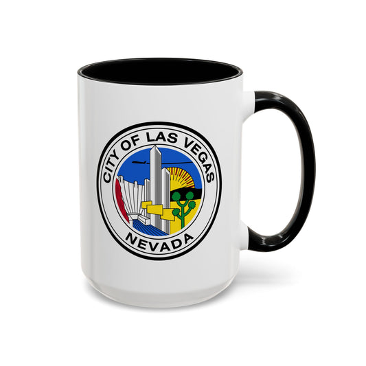 City of Las Vegas Seal Coffee Mug - Double Sided Print, Black Accent White Ceramic, 15oz by TheGlassyLass.com