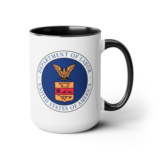 Department of Labor Coffee Mug - Double Sided Black Accent White Ceramic 15oz by TheGlassyLass.com