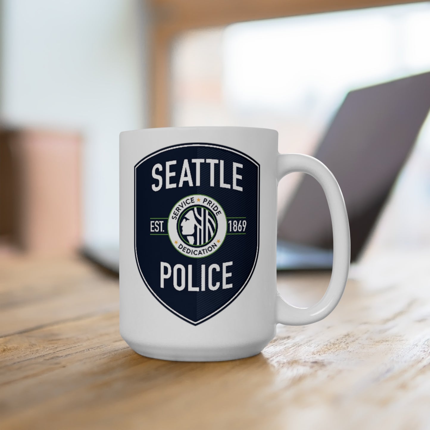 Seattle Police Coffee Mug - Double Sided White Ceramic 15oz by TheGlassyLass.com