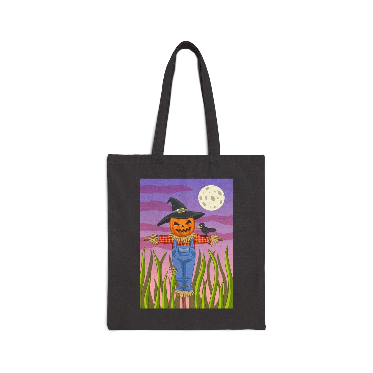 Halloween Scarecrow Trick or Treat Tote Bag - Heavyweight 100% Cotton Canvas by TheGlassyLass.com