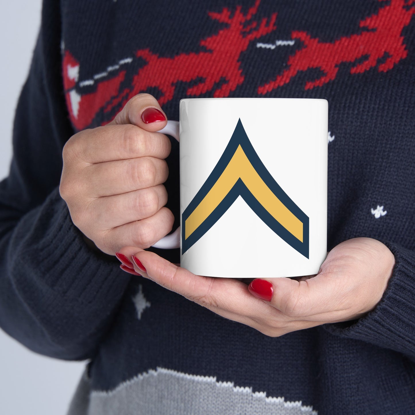 United States Army Private OR-2 Chevron - Double Sided White Ceramic Coffee Mug 11oz by TheGlassyLass.com