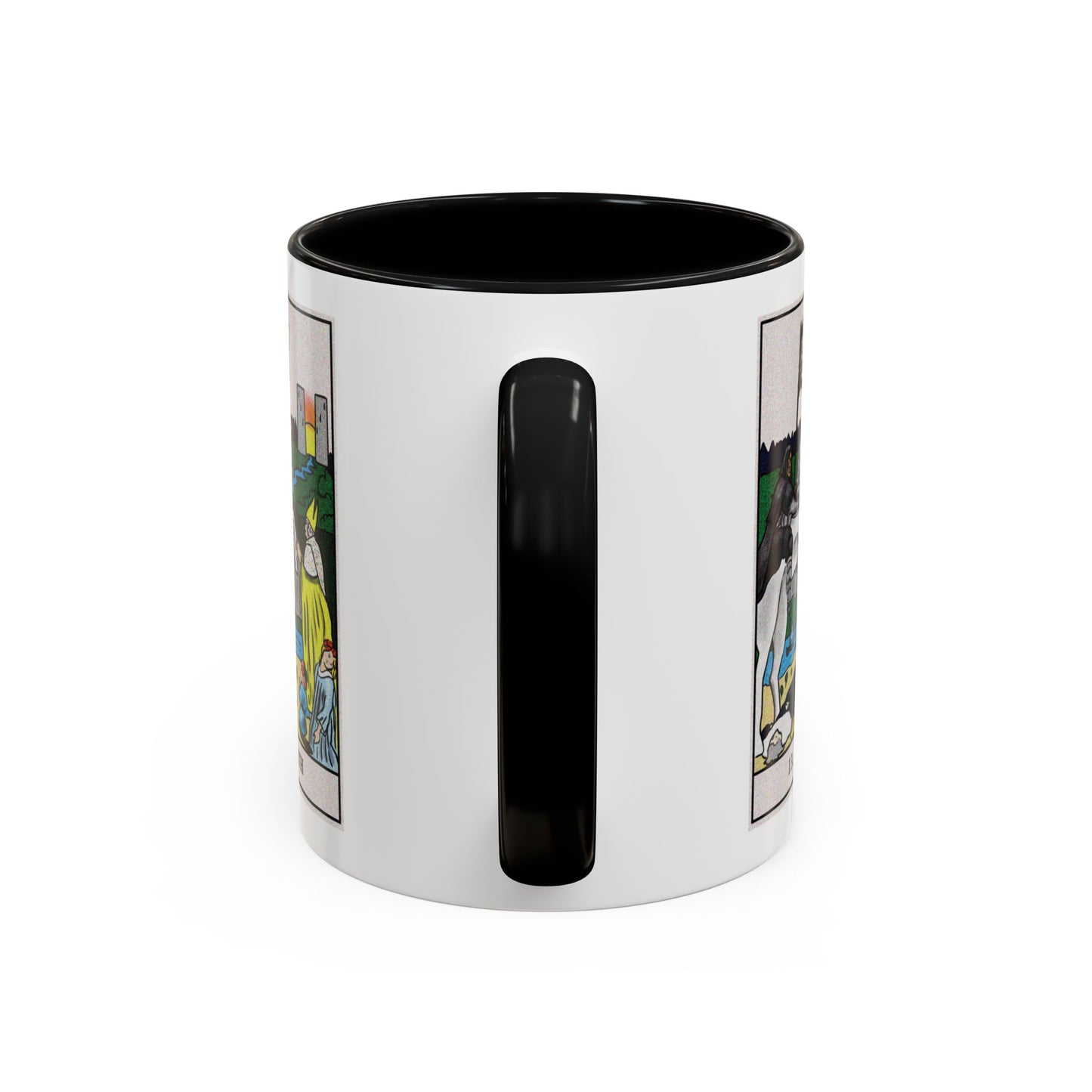 Death Tarot Card Coffee Mug - Double Sided Print, Black Accent White Ceramic, 11oz by TheGlassyLass.com