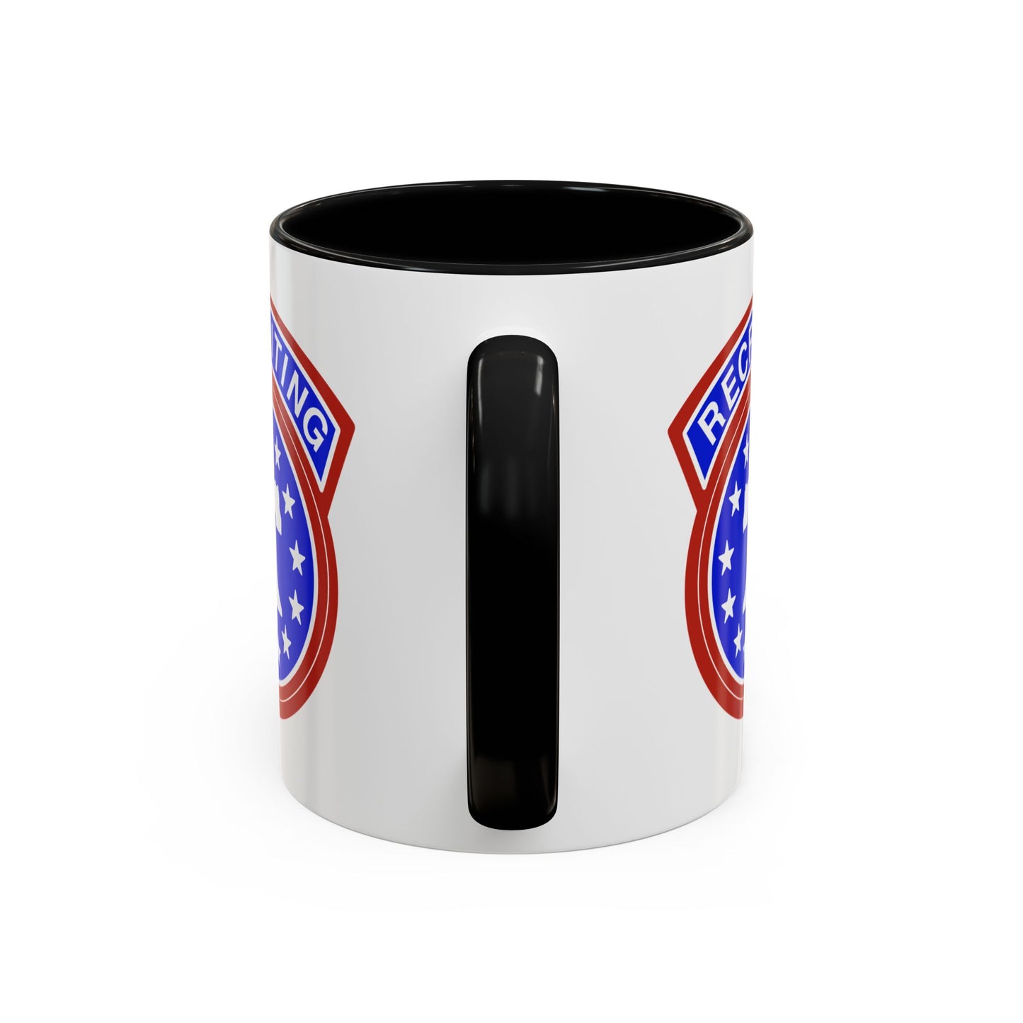 Army Recruiting Coffee Mug - Double Sided Black Accent White Ceramic 11oz - Custom Printed by TheGlassyLass.com
