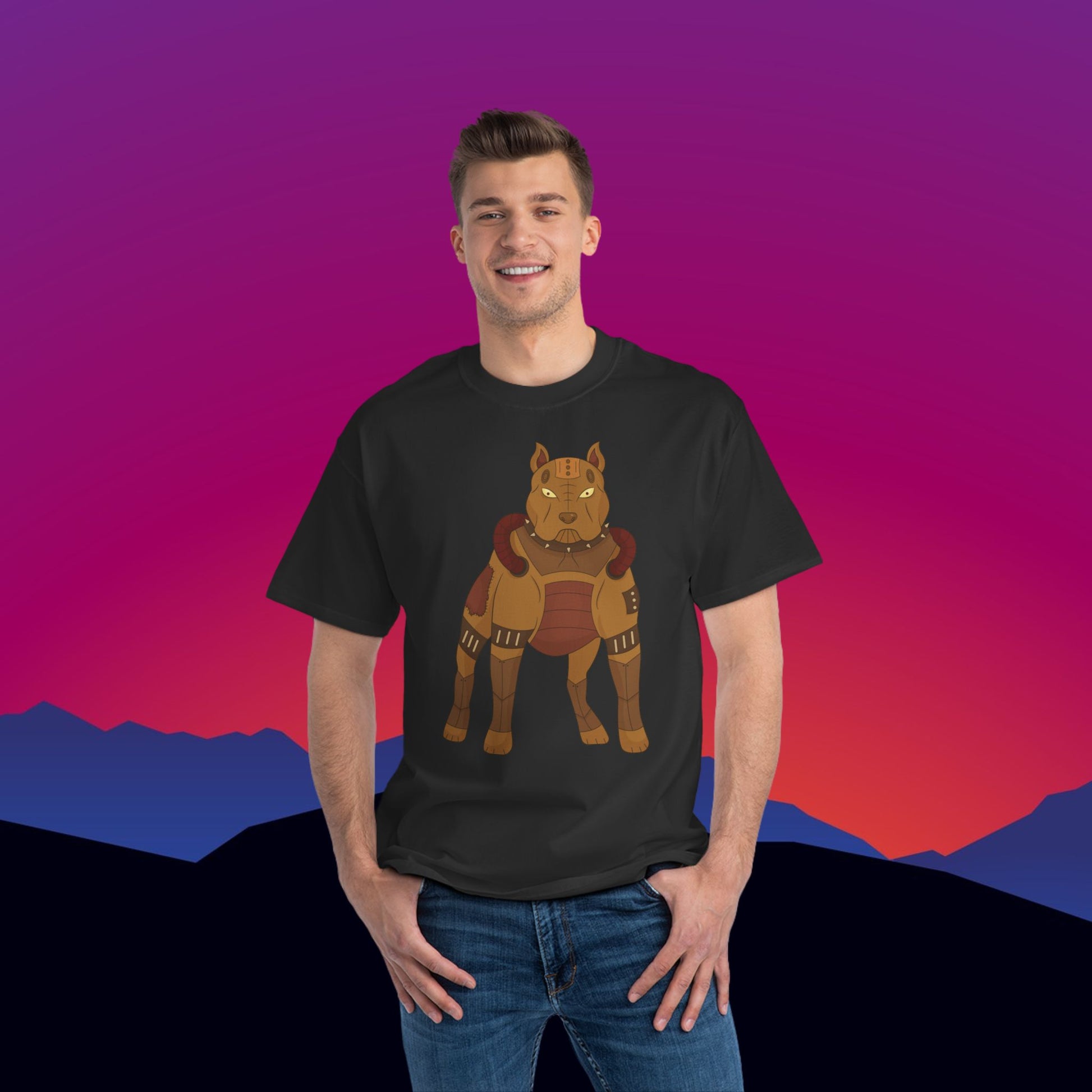 Steampunk Pit Bull T-Shirt: (Hanes Beefy-T 100% Preshrunk Cotton Custom Printed by TheGlassyLass.com