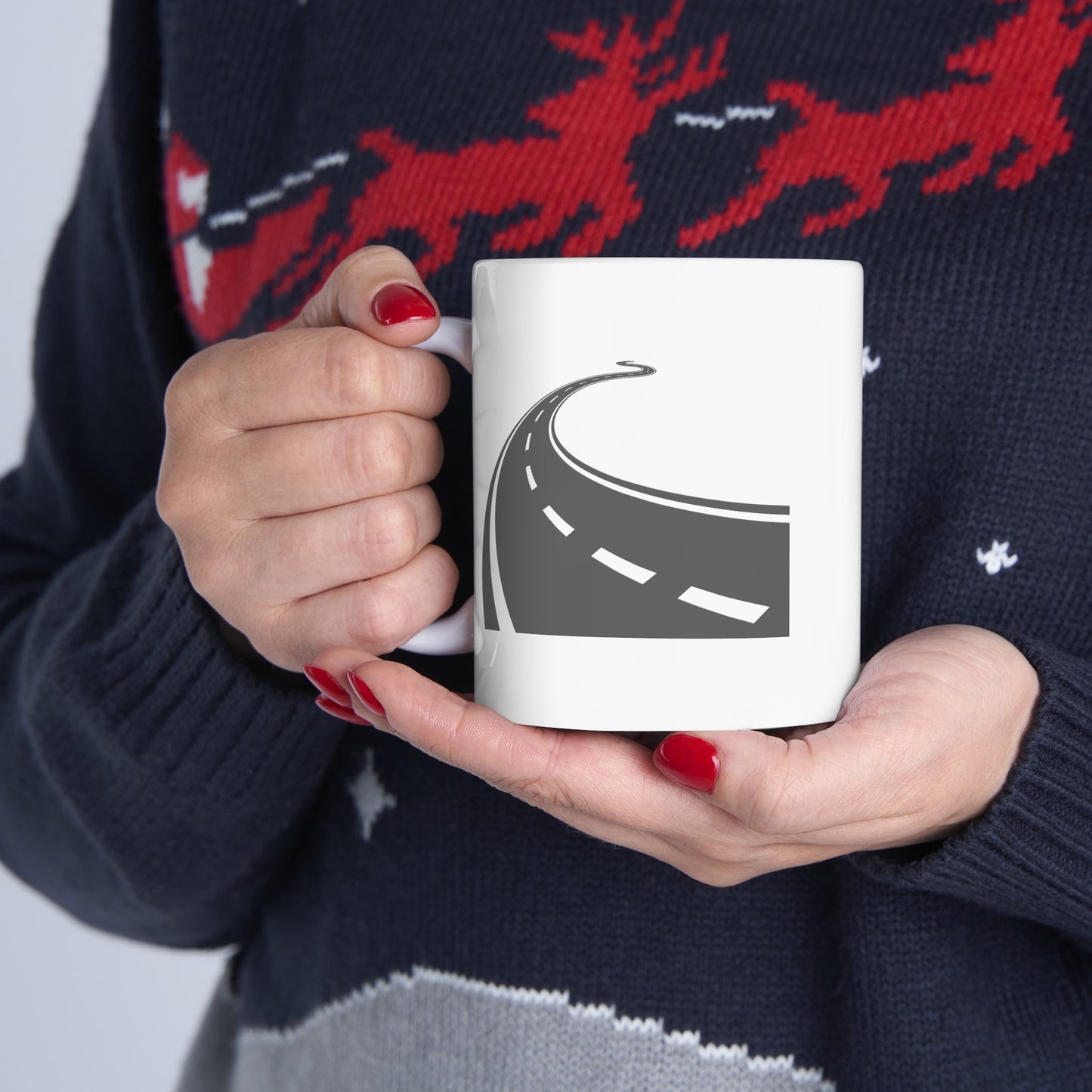 Long and Winding Road Coffee Mug - Double Sided White Ceramic 11oz by TheGlassyLass.com