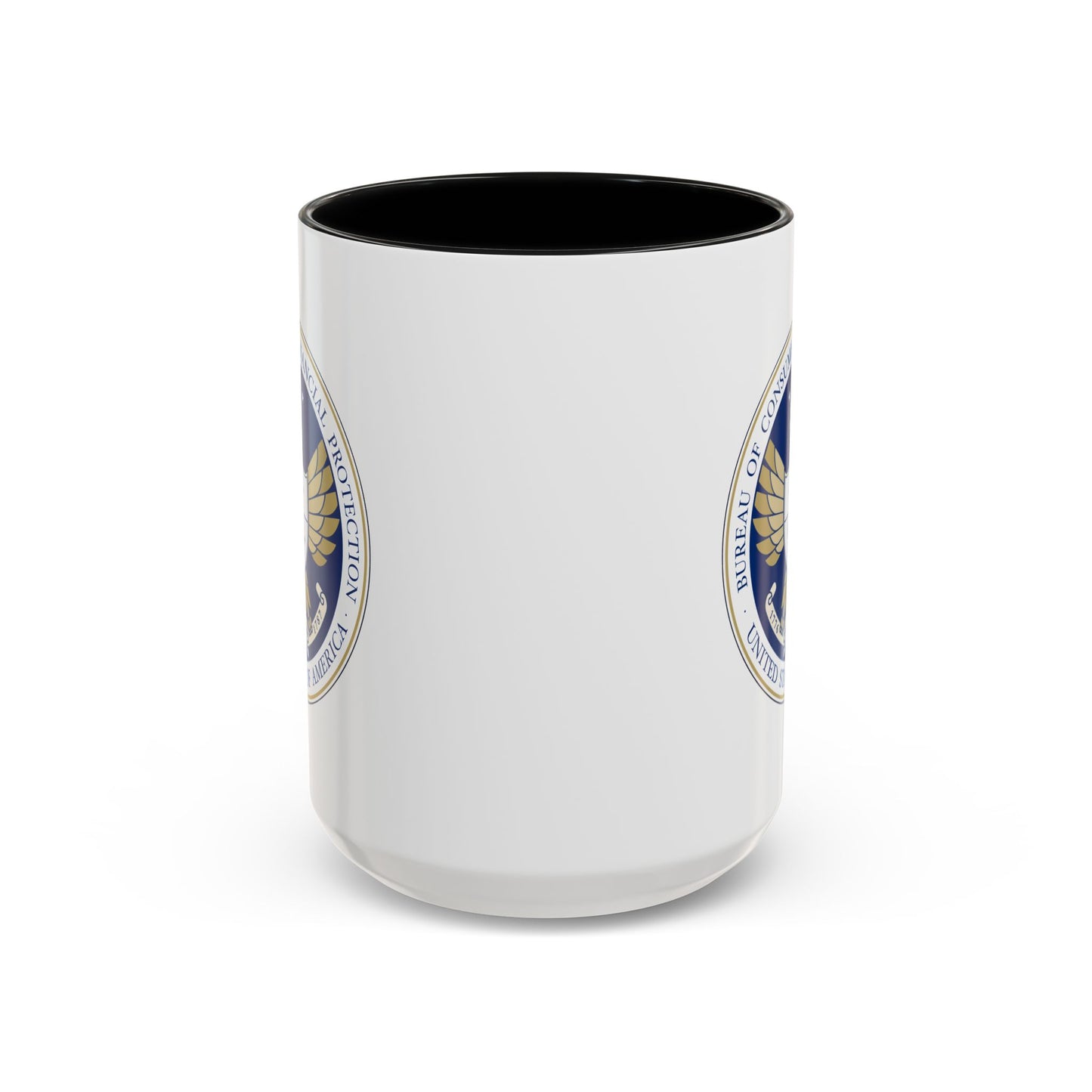 Consumer Financial Protection Bureau Seal Coffee Mug - Double Sided Print, Black Accent White Ceramic, 15oz by TheGlassyLass.com