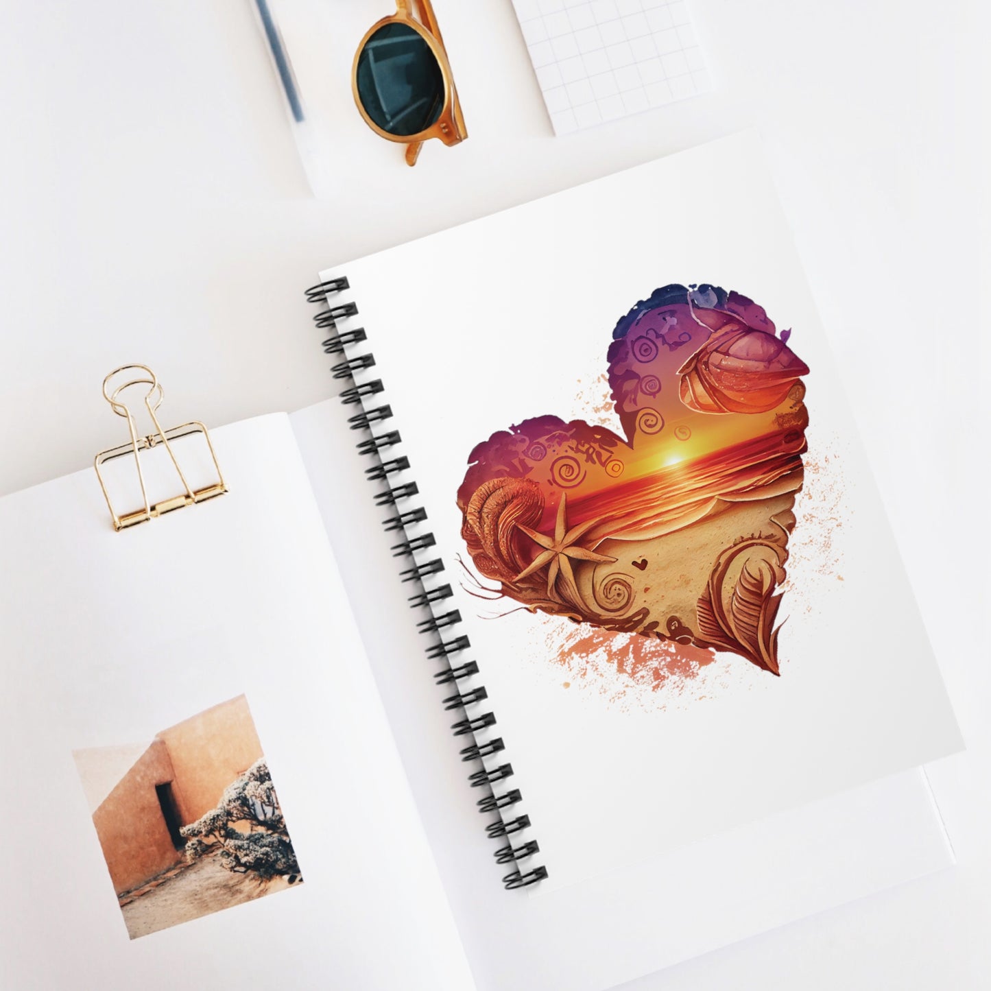 Beach Heart Sunset: Spiral Notebook - Log Books - Journals - Diaries - and More Custom Printed by TheGlassyLass