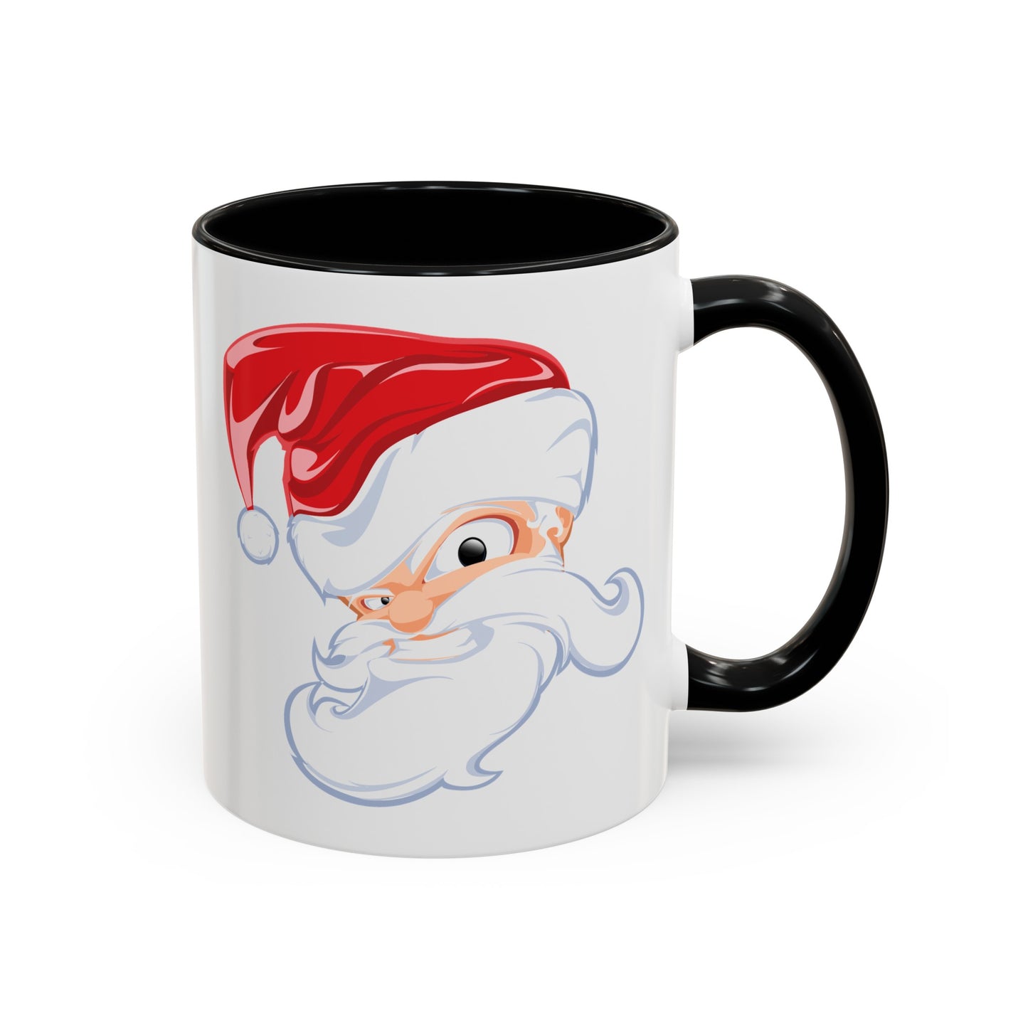 Angry Santa Christmas Coffee / Cocoa Mug - Double Sided Black Accent Ceramic 11oz - by TheGlassyLass.com