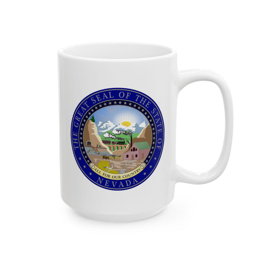 State Seal of Nevada Coffee Mug - Double Sided Print, White Ceramic, 15oz by TheGlassyLass.com