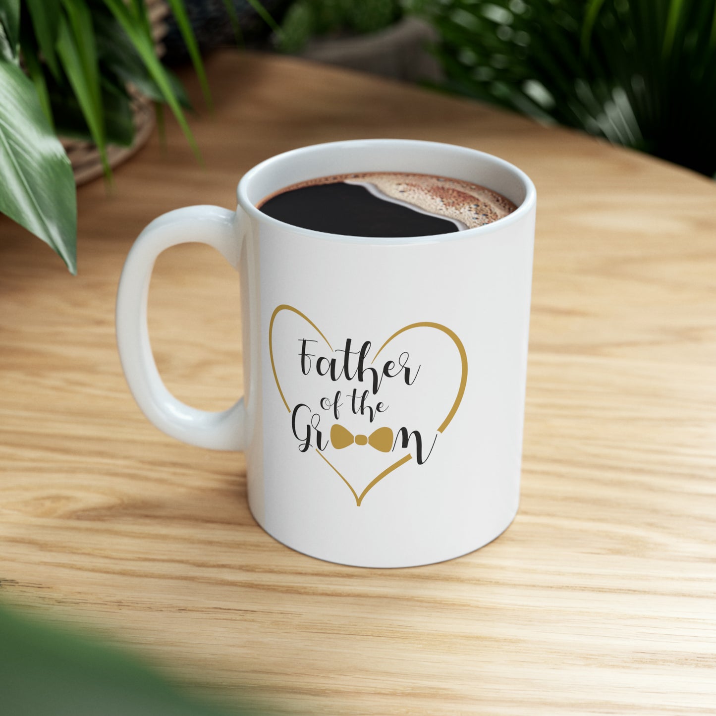 Father of the Groom Coffee Mug - Double Sided 11oz White Ceramic by TheGlassyLass.com