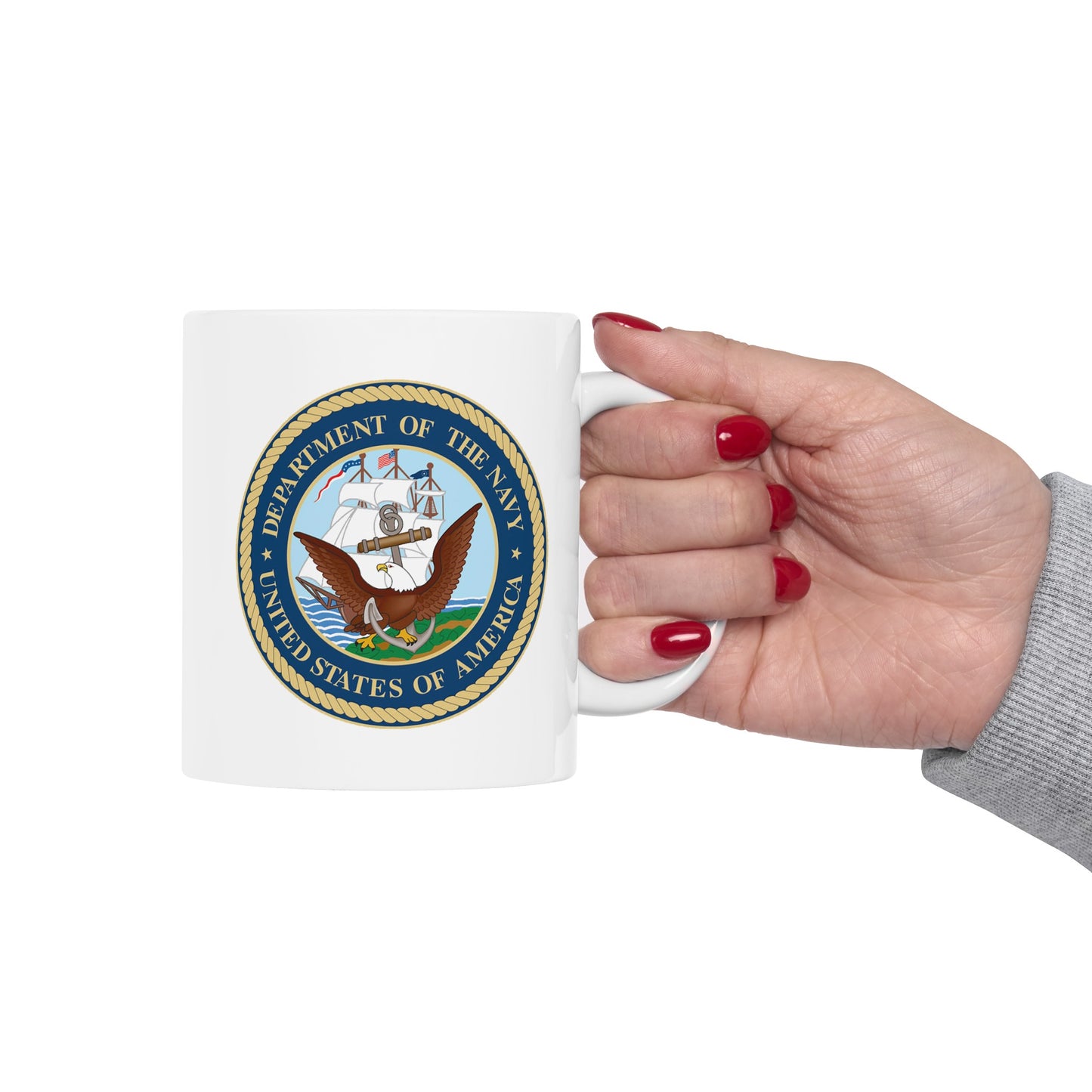 Navy Department Coffee Mug - Double Sided White Ceramic 11oz by TheGlassyLass.com