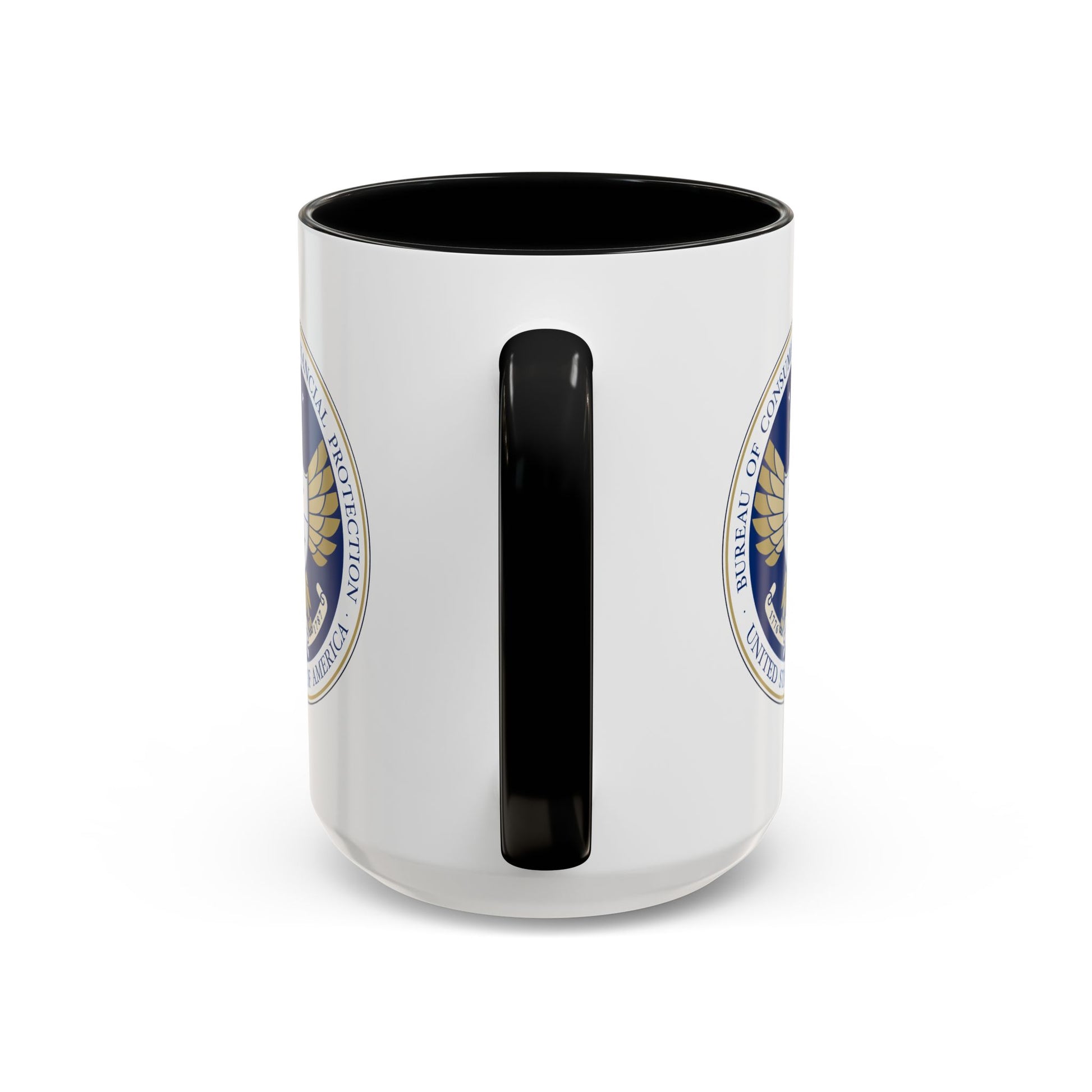 Consumer Financial Protection Bureau Seal Coffee Mug - Double Sided Print, Black Accent White Ceramic, 15oz by TheGlassyLass.com