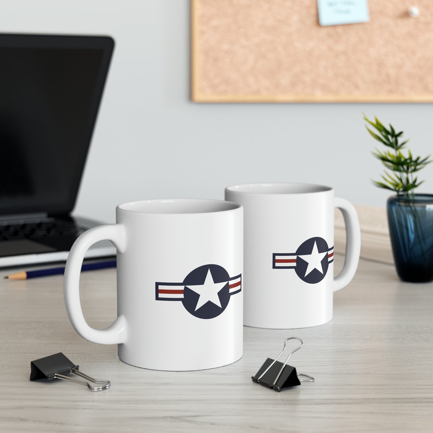 US Air Force Roundel Coffee Mug - Double Sided White Ceramic 11oz - By TheGlassyLass.com