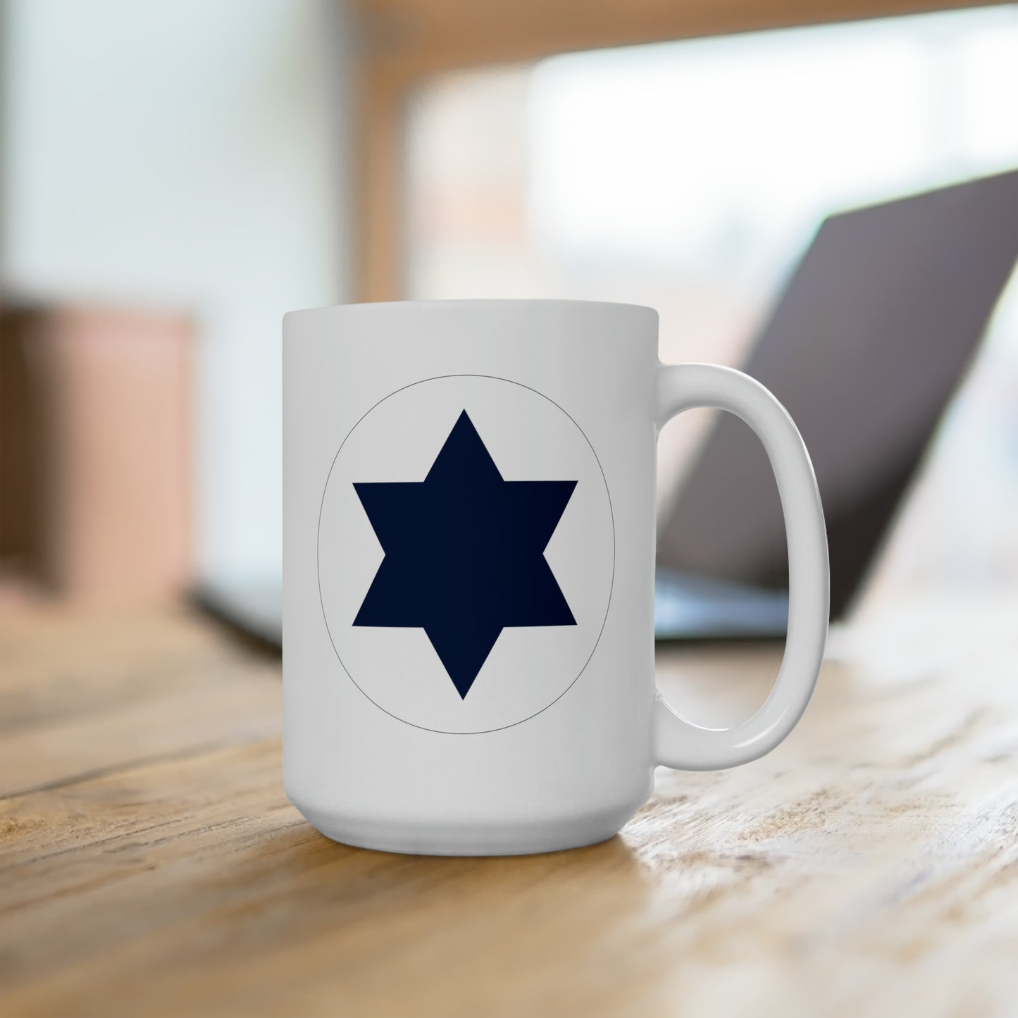 Israeli Air Force Roundel Coffee Mug - Double Sided White Ceramic 15oz - by TheGlassyLass.com