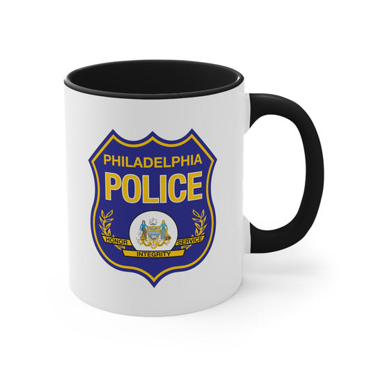 Philadelphia Police Coffee Mug - Double Sided Black Accent White Ceramic 11oz by TheGlassyLass.com