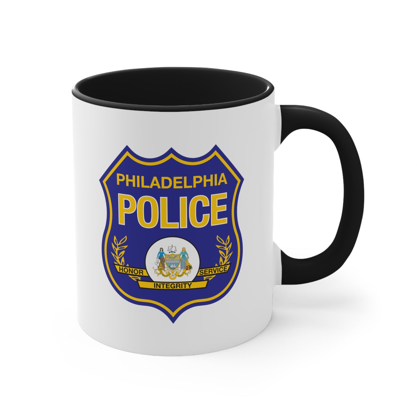 Philadelphia Police Coffee Mug - Double Sided Black Accent White Ceramic 11oz by TheGlassyLass.com