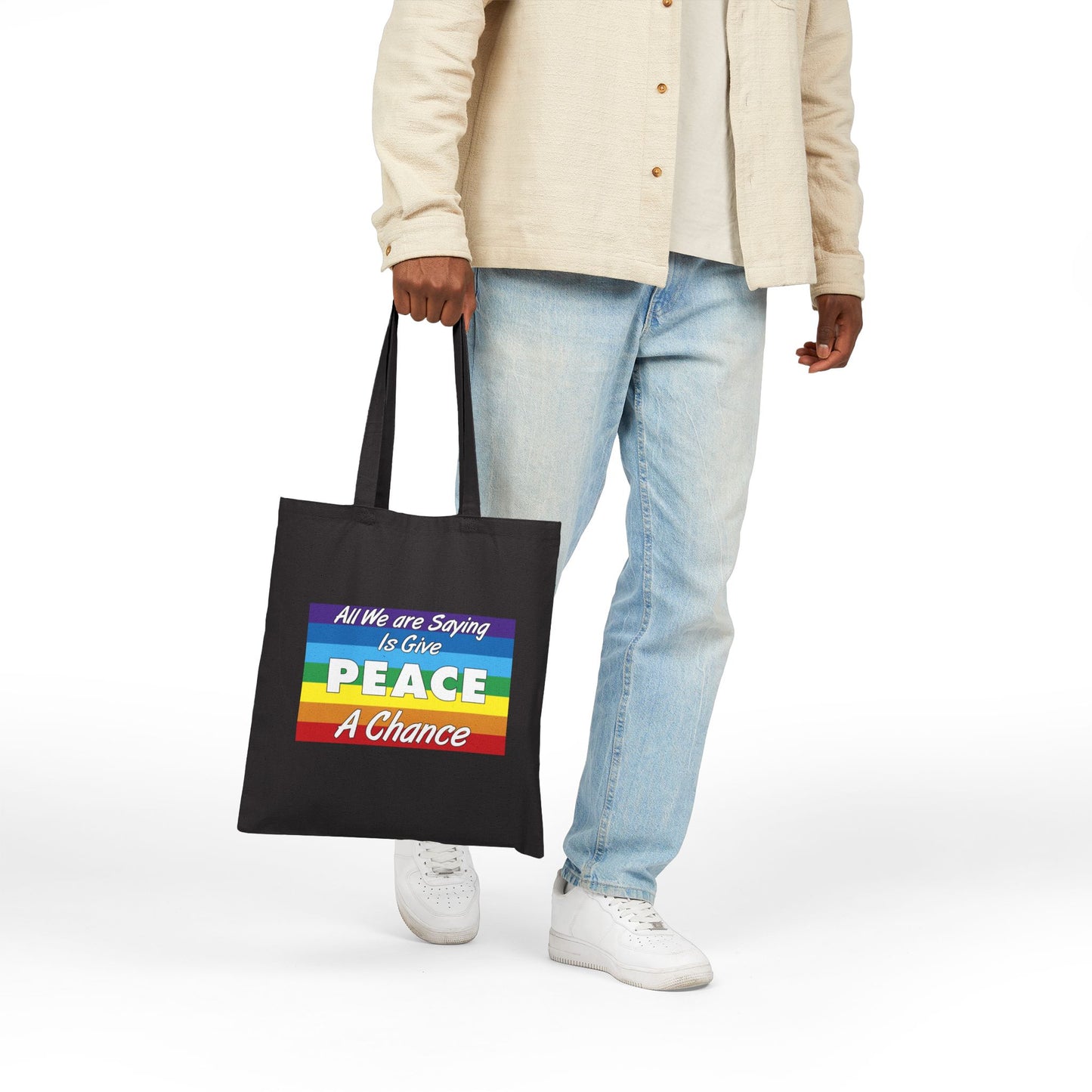Give Peace a Chance Tote Bag - Heavyweight 100% Cotton Canvas by TheGlassyLass.com