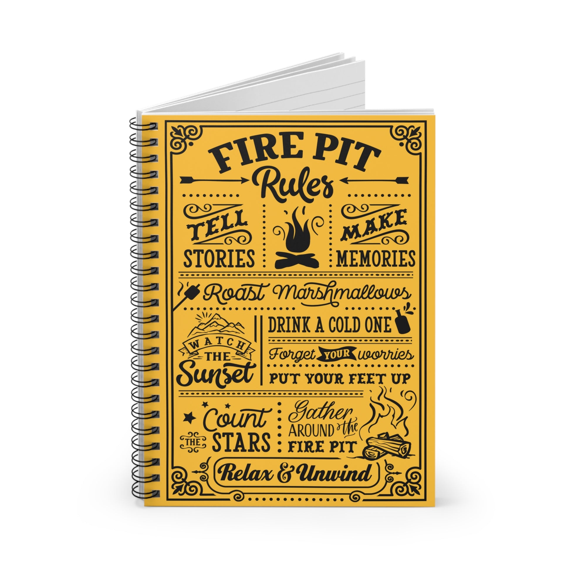 Fire Pit Rules: Spiral Notebook - Log Books - Journals - Diaries - and More Custom Printed by TheGlassyLass.com